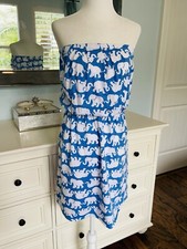 Lilly Pulitzer Windsor Strapless Dress Tusk In Sun Small | blue white elephants