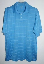 Champion Golf Blue Stripe Polo Shirt Mens Sz L Quick Dry Fabric