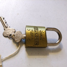 Vintage Solid Brass Super Loc Padlock and 2 Keys Made in USA
