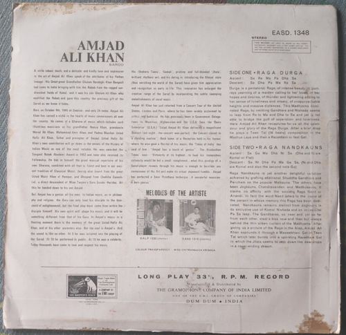 Amjad Ali Khan - Raga Durga / Raga Nandakauns 1970 India Sitar LP EX - Picture 2 of 2