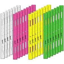 Ruler 12 Inch – Clear Plastic Ruler – Rulers Assorted Colors –