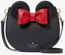 Kate Spade Disney Minnie Mouse 3D Crossbody Bag KG588 Black Purse NWT Red Bow