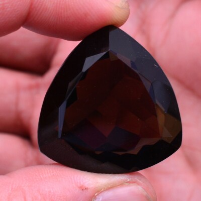 82.50 Cts Natürlich Rauchige Quarz Unbehandelt 30mm Trillion Cut Anhänger Größe
