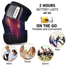 USB Rechargeable Electric Heating Vibration Knee Massager Pads Joint Pain Relief