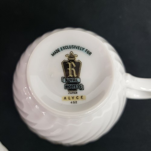 Tea Cup Royal Hostess Alyce 492 Japan Saucer Silver Trimmed China - Picture 7 of 10