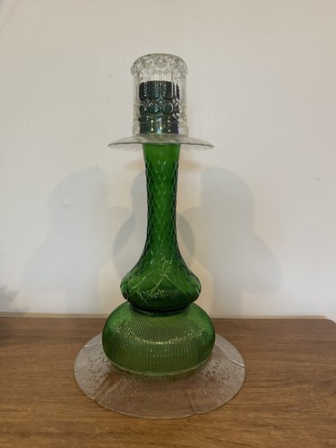 A short green glass garden totem- 17 Inches- Garden Art- Decorations.