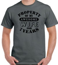 7th Wedding Anniversary T-Shirt Mens Funny Gift 7 Year Husband My Awesome Wife