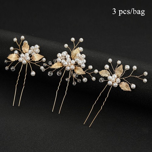 3Pcs Rhinestone Crystal Bridal Hair Accessories Women Hair Comb Bride Hair Clips - Picture 4 of 10