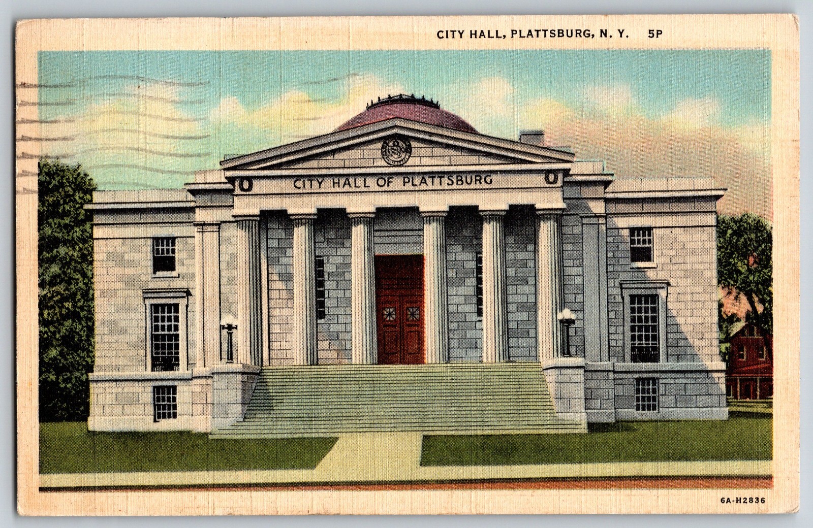 Plattsburg, New York The City Hall Of Plattsburg Vintage Postcard
