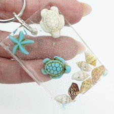 Tropical theme resin beach Keychain Pool Key turtles, shells  starfish