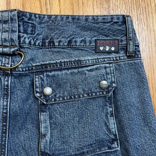 VINTAGE Y2K Mudd Jeans Gr. 13 blau Denim Baggy gerade Knöpfe Reißverschlüsse - Bild 8 von 12