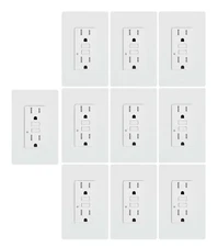 GFCI outlet 15A Self testing Tamper Resistant Receptacle Wallplate White 10pack