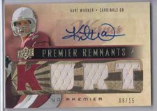 2008 Upper Deck UD Premier Game-Used Jersey Auto Kurt Warner /15 Rams Cardinals