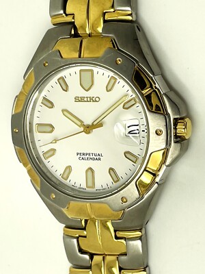 SEIKO MEN'S 8F32-0199 NOT WORKING W/O MVT PERPETUAL CALENDAR