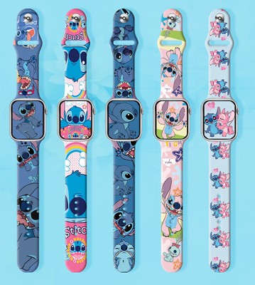 Cute Stitch Silicone Strap for Apple Watch Full Series Wristwatch Bands