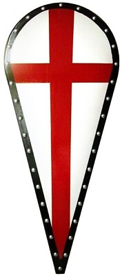 Red Cross KITE SHIELD -- sca/larp/crusades/crusader/knight/viking/wooden/armor