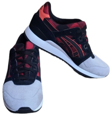 ASICS GEL-LYTE III Men's 8.5 Lumberjack Shoes Black Red Gray Flannel H6Y0L 2490