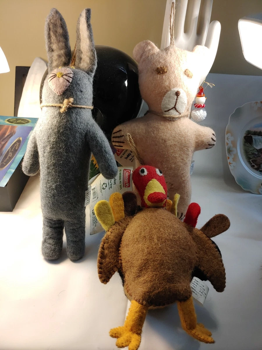 Coleman Handmade in Nepal Natural 100 Wool Pet Toys Turkey Bunny Teddy Bear