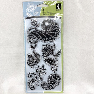 Inkadinkado 5 Clear Stamps Organic Fabric Flourish Flowers