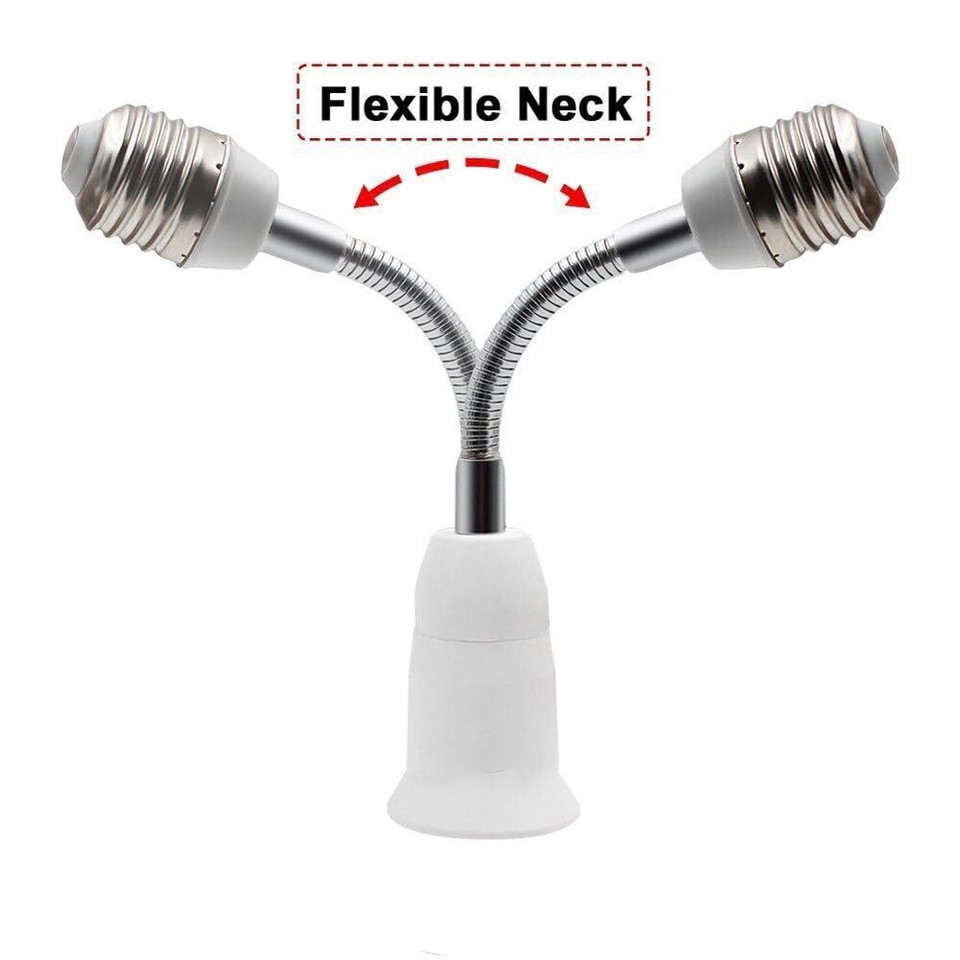 7.8" Flexible Light Bulb Lamp Socket Adapter Extender 360° Adjustable ...