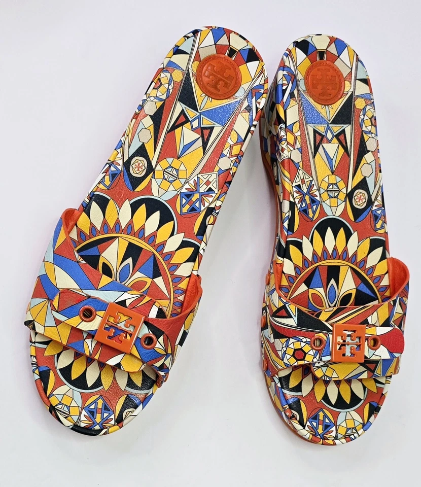 Sandalias Tory Burch Noah Mule Coloridas Estampado Geo Dulce Mandarina Mujer Talla 9.5M Foto 2 de 4