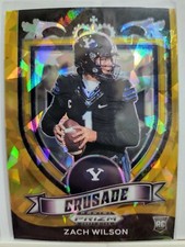 Zach Wilson 2021 Prizm DRAFT PICKS CRUSADE GOLD CRACKED ICE card #168 BYU Cougar