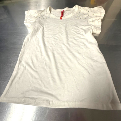 Cute 4 U T Shirt Girls Size10-12 White Pearls and Studs CuteTee