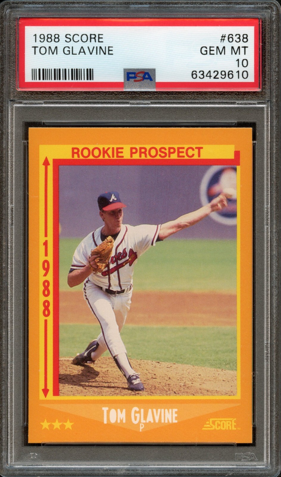 BB - 1988 Score - #638 - Tom Glavine - PSA 10 - GEM MT