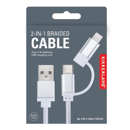 2 In 1 Charging Cable Braided Super Fast Charging For Samsung/Iphone/Huawei - 第 1/3 張圖片