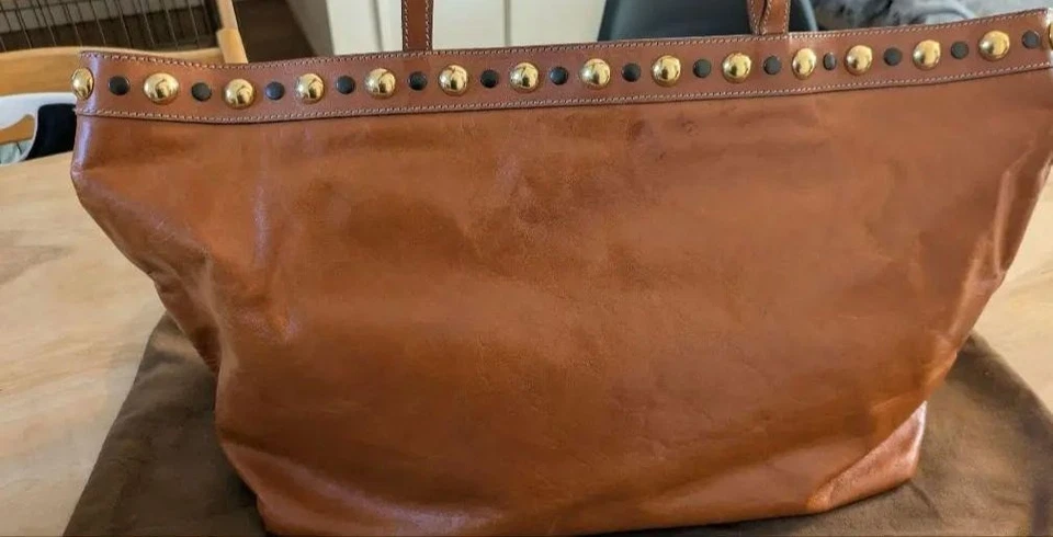 GUCCI Babouska Tattoo Heart Leather Studded Tote Shoulder bag Brown Used RARE - Image 2 of 4