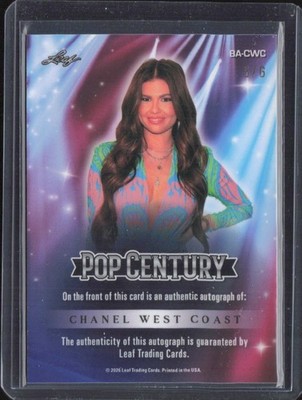 2026 Leaf Pop Century Purple Auto 5/6 #BA-CWC Chanel West Coast