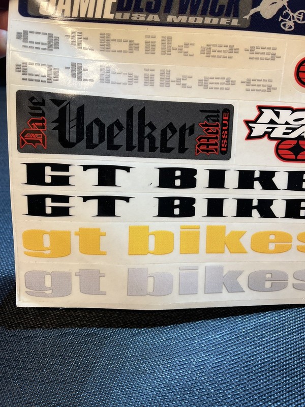 GT Bicycle Sticker Sheet NOS