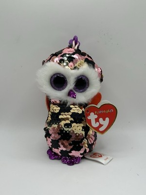 Ty Flippables 7'' CHECKS The Owl Plush  Beanie Boos Sequins Buddy NWT