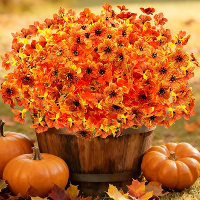 Artificial Fall Flowers for Outdoors, 10 Bundles Artificial Plants UV Resistant