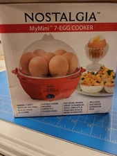 Nostalgia MyMini Egg Cooker 7-Egg Capacity Scrambled Poached Omelets Steaming