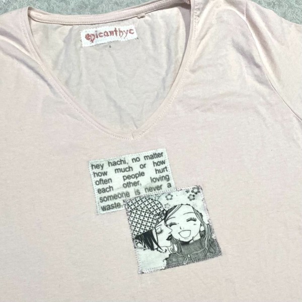 Nana Osaki Hachi Komatsu Ai Yazawa Pink Graphic Patch T-Shirt S Manga Anime Cute