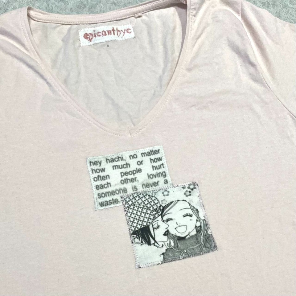 Nana Osaki Hachi Komatsu Ai Yazawa Pink Graphic Patch T-Shirt S Manga Anime Cute