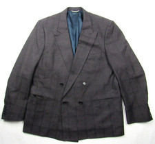 Vtg Christian Dior Monsieur Windowpane Plaid Double Breasted Blazer Sz 44 R US