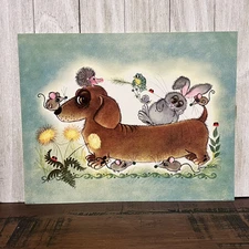 Vintage NOS - George Buckett Dachshund Weenie Dog - 9.75”x7.75” Litho Print