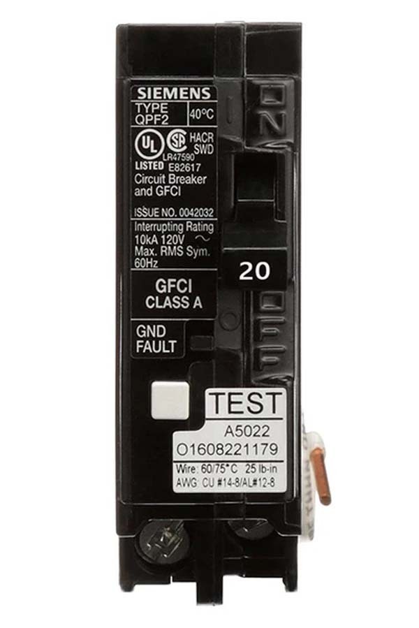 Siemens QF120AP 20A 120V AC Ground-Fault Circuit Interrupter Self-Test Type QPF2