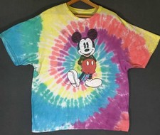 Vintage Disney Mickey Mouse Tie Dye T-Shirt XL Rainbow Spiral 3