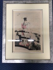 Louis Icart 'Madame Butterfly', Original Drypoint Etching w/Handcoloring, Signed