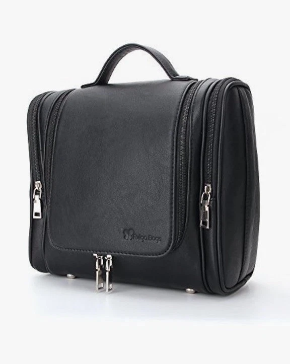 Hanging Leather Toiletry Bag Cosmetic Organizer Bag For Trimmers Shavers Etc