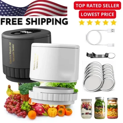 Mason Genie Vacuum Sealer, 80kPa Mason Jar Vacuum Sealer USB Charge Electric NEW