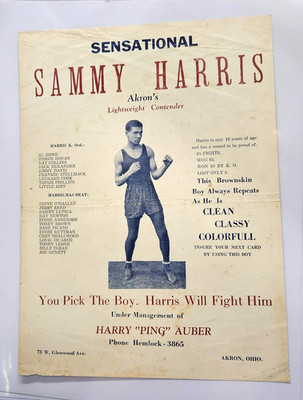 1930 Sensational Sammy Harris Boxing Promotional Poster Broadside 9 x 12