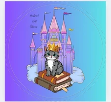 Cute Kitty Princess On Books Sticker (Husband Kat Stories)