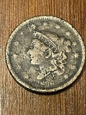 1838 Coronet Head Large Cent Coin VF Condition. CoinSnap Value $90