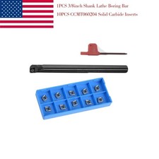 3/8" SHANK S06-SCLCR02 Indexable Boring Bar + 10pcs CCGT060204 Carbide Insert US