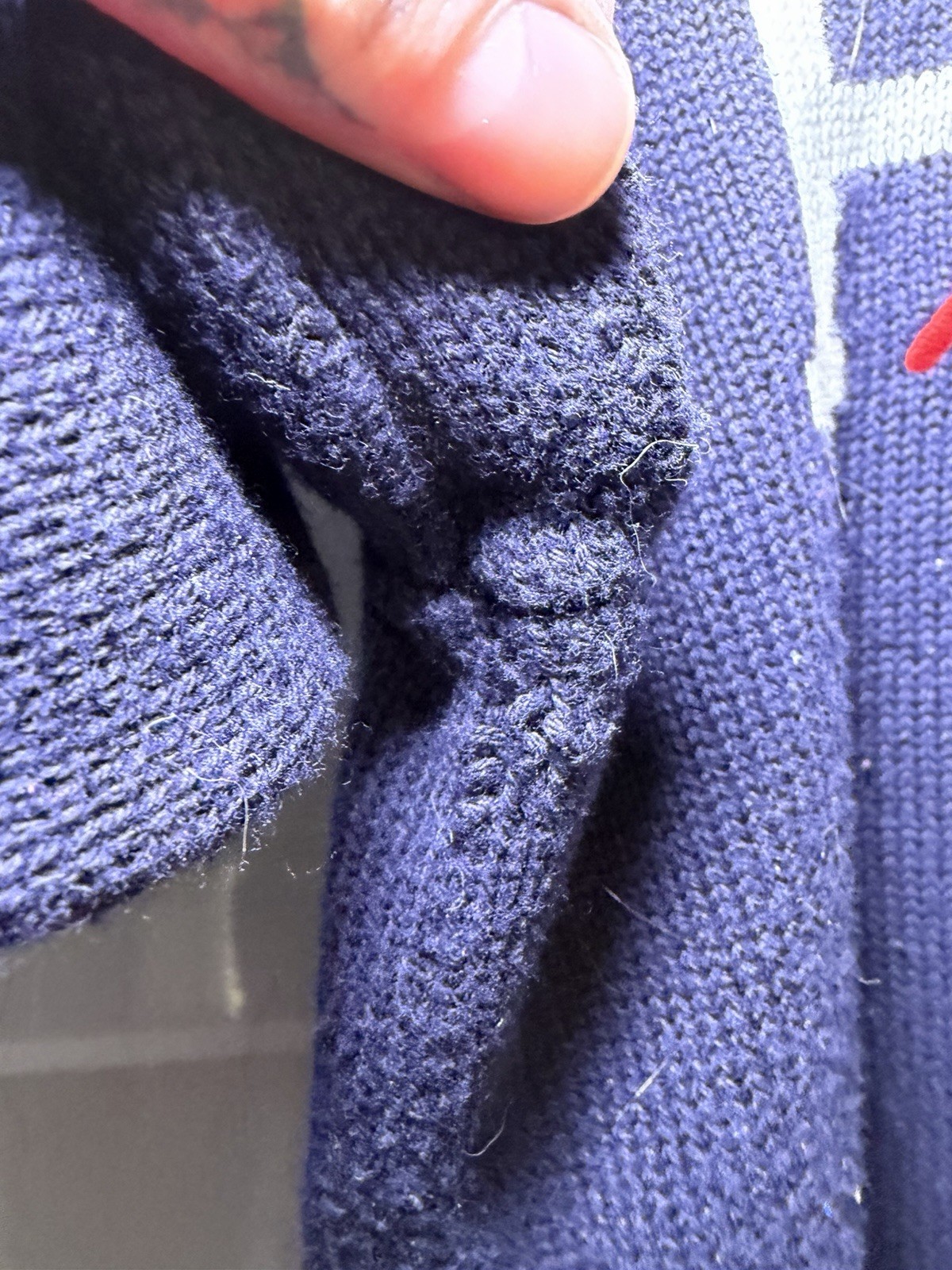 Polo Ralph Lauren sweater teenager 14-16 years siz Large blue knited With Flag thumbnail 8