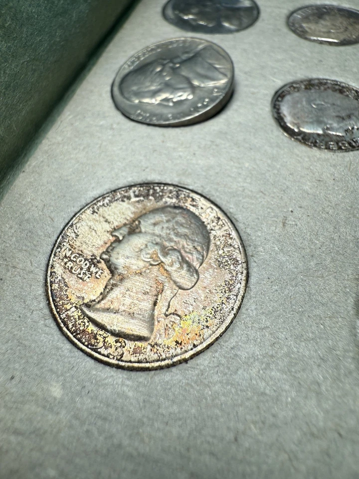 1953 Silver Double Mint Set One Envelope 10 Coins Only Massive Toner Toned - Image 4 of 4